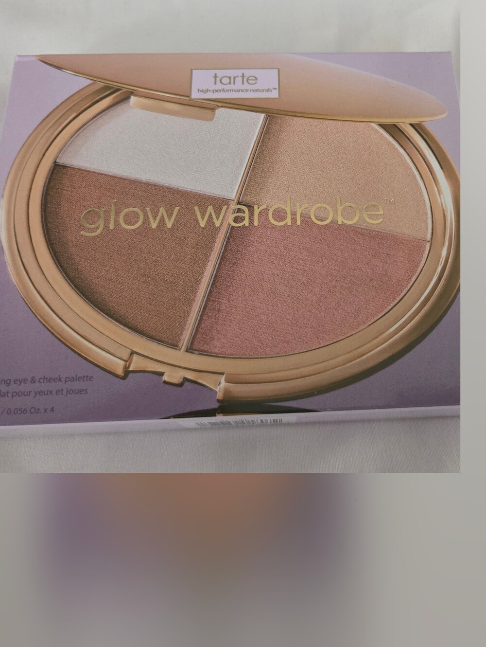 tarte Glow Wardrobe Highlight & Cheek Palette - Rose, Champagne, Soft Gold